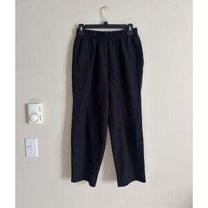Habitat Clothing Womens Small Crop Pull On Pants Crinkle Fabric Capri Black